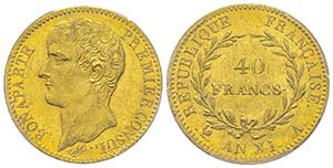 Premier Consul 1799-1804
40 Francs, Paris, ... 