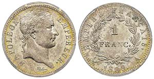 Premier Empire 1804-1814 
1 Franc, Paris ... 