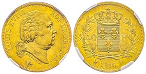 Louis XVIII 1815-1824
40 Francs, Perpignan, ... 