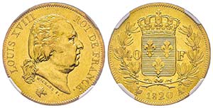 Louis XVIII 1815-1824
40 Francs, Paris, 1820 ... 