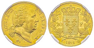 Louis XVIII 1815-1824
20 Francs, Lille, 1816 ... 