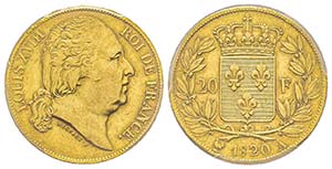 Louis XVIII 1815-1824
20 Francs, Paris, 1820 ... 