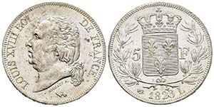 Louis XVIII 1815-1824
5 Francs, Bayonne, ... 
