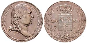 Louis XVIII 1815-1824
Essai de 100 Francs ... 