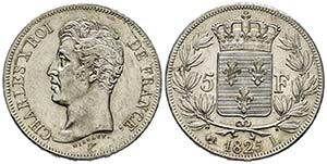 Charles X 1824-1830
5 Francs, Bayonne, 1825 ... 