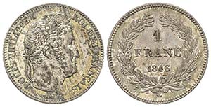 Louis Philippe 1830-1848
1 Franc, Paris, ... 