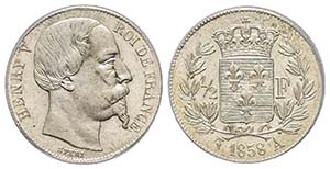 Henri V - Prétendant
1/2 franc, Paris, ... 