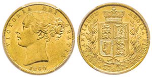 Victoria I 1837-1901
Sovereign, 1860, AU ... 