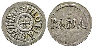 Pavia, Lotario I 840-855
Denaro, AG 1.63 ... 