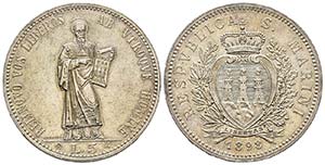 S. Marin
5 Lire, 1898, AG 24.99 g.
Ref : ... 