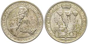 S. Marin
20 Lire, 1933 R, AG 14.95 g.
Ref : ... 