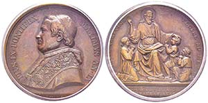 Pio IX 1846-1878
Medaglia, 1854, AN IX, AE ... 