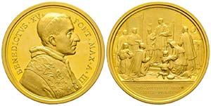 Benedetto XV 1914-1922
Medaglia in oro, ... 