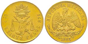 Mexico
République,
20 Pesos, 1883/2 Go B, ... 