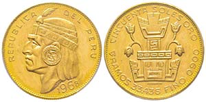 Peru
50 Soles Inca, 1968, AU 33.44 g. ... 