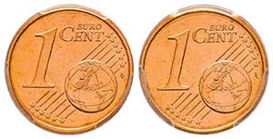 U.E., Monnaie de 1 centime d’euro, double ... 