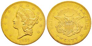 USA, 20 Dollars, Philadelphie, 1851, AU 33.3 ... 