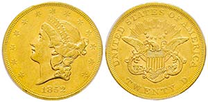 USA, 20 Dollars, Philadelphie, 1852, AU ... 