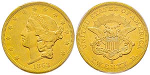 USA, 20 Dollars, San Francisco, 1863 S, AU ... 