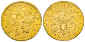 USA, 20 Dollars, San Francisco, 1867 S, AU ... 