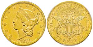 USA, 20 Dollars, San Francisco, 1871 S, AU ... 