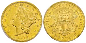 USA, 20 Dollars, San Francisco, 1873 S, AU ... 