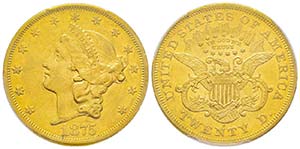 USA, 20 Dollars, San Francisco, 1875 S, AU ... 