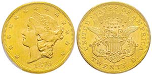 USA, 20 Dollars, San Francisco, 1876 S, AU ... 