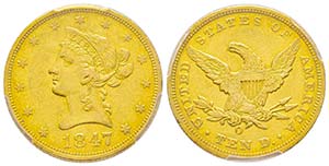 USA, 10 Dollars, New Orleans, 1847 O, AU ... 