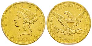 USA, 10 Dollars, Philadelphia, 1861, AU ... 