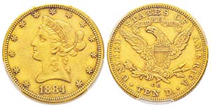 USA, 10 Dollars, Carson City, 1884 CC, AU ... 