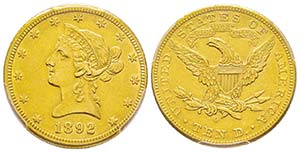 USA, 10 Dollars, New Orleans, 1892 O, AU ... 