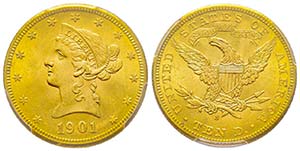 USA, 10 Dollars, San Francisco, 1901 S, AU ... 