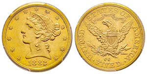 USA, 5 Dollars, Carson City, 1882 CC, AU ... 