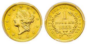 USA, 1 Dollar, Philadelphia, 1853, AU 1.67 ... 