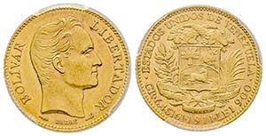 Venezuela
20 Bolivares, 1911, AU 6.45 g.   ... 