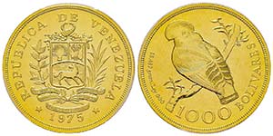 Venezuela
1000 Bolivares, 1975, AU 33.43 g. ... 