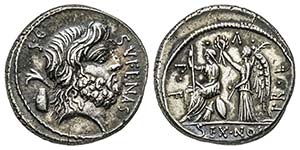 Gens Nonia - Nonius Sufenas Denarius, Rome, ... 