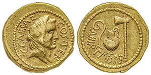 Julius Caesar  Aureus, Rome, 46 avant J. C. ... 