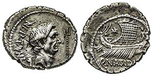 Sextus Pompeius Denarius, Rome, 44-43 avant ... 