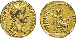 Tiberius 14-37 après J.-C. Aureus, ... 
