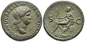 Nero 54-68 Sestertius, Rome, 65, AE 27.11 g. ... 