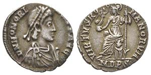 Honorius 393-423 Siliqua, Mediolanum, ... 