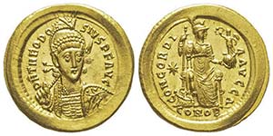 Theodosius II 402-450  Solidus, ... 