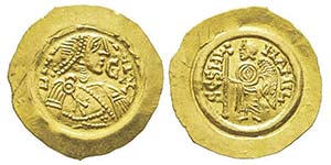 Aripert II 701-712 Tremissis, avec lettre G ... 