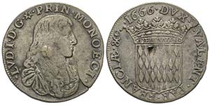 Monaco, Louis I 1662-1701  1/2 Écu ou 30 ... 