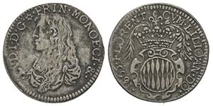 Monaco, Louis I 1662-1701  1/12 Écu ou 5 ... 