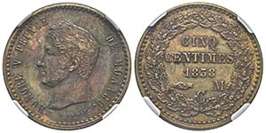 Monaco, Honoré V 1819-1841 5 centimes ... 