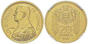 Monaco, Louis II 1922-1949 20 Francs ... 