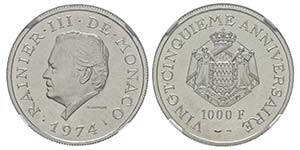 Monaco, Rainier 1949-2005 1000 Francs, ... 